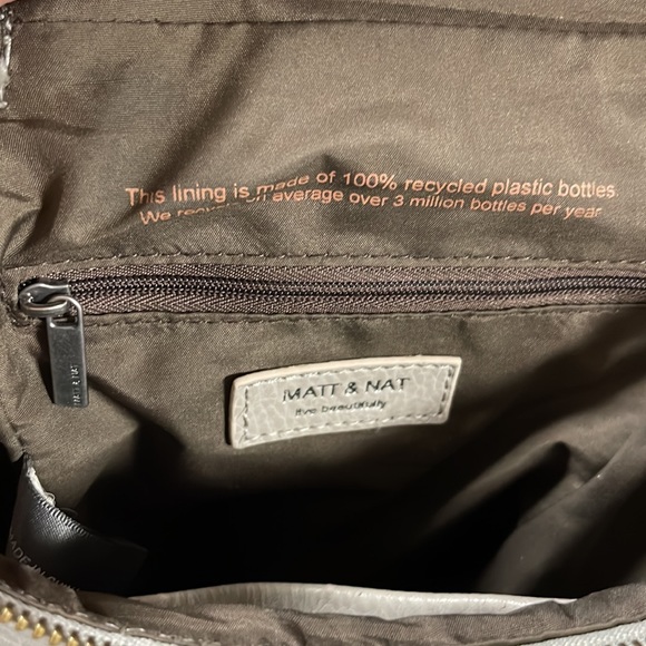 Matt & Nat vegan leather mini gray beige backpack - Picture 7 of 16